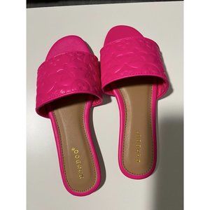 BAMBOO Hot Pink Embossed Slide Sandals